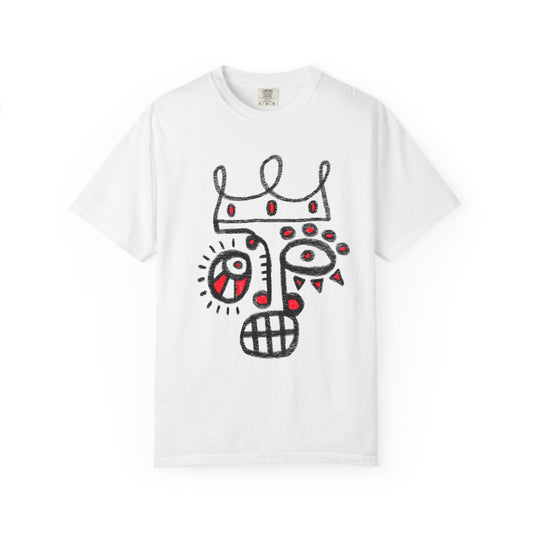 Abstract Crown Face T-Shirt — Hand-Drawn Street Art Graphic