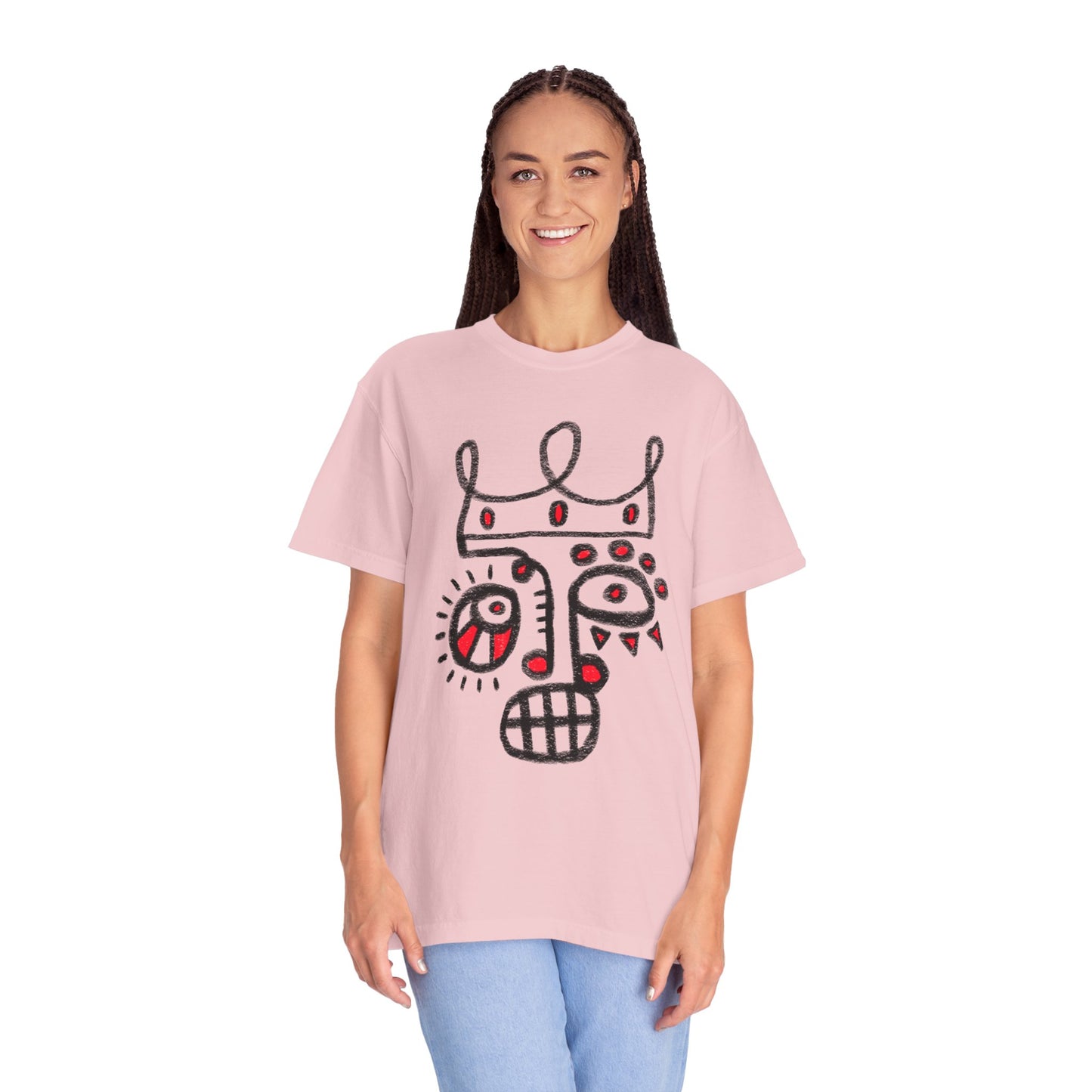 Abstract Crown Face T-Shirt — Hand-Drawn Street Art Graphic