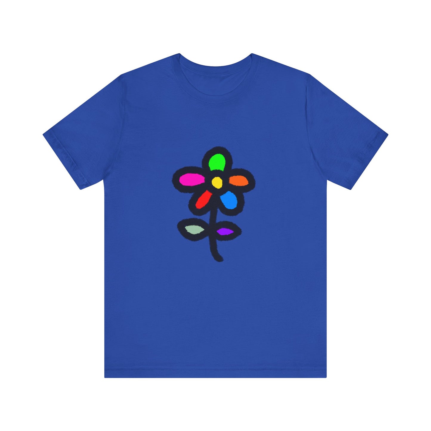 Rainbow Doodle Flower T-Shirt — Colorful Hand-Drawn Floral Tee