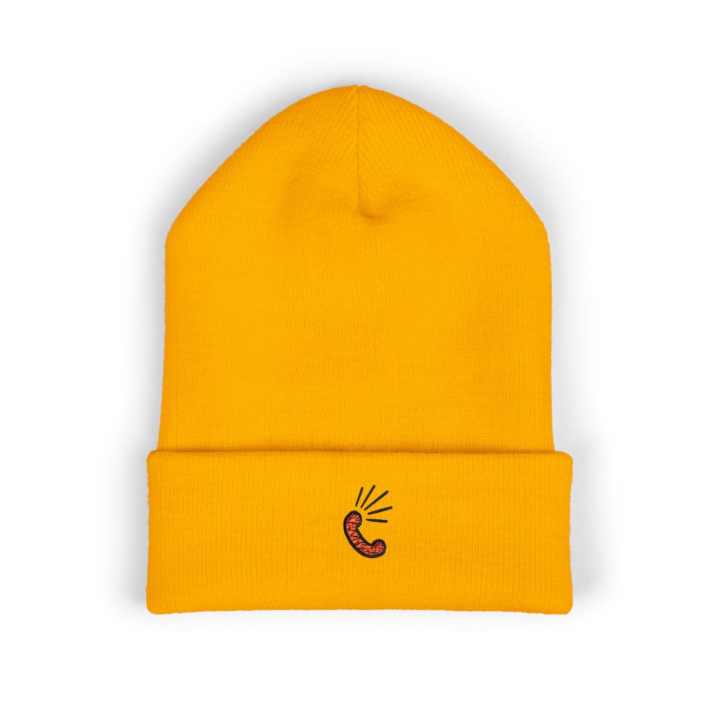 Embroidered Little Sausage Cuffed Beanie — Cute Minimalist Knit Hat