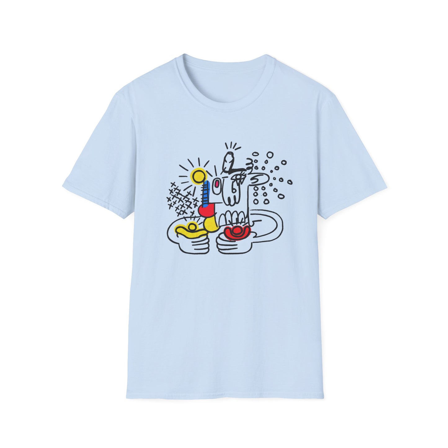 Abstract Doodle Tee — Colorful Surreal Breakfast Illustration
