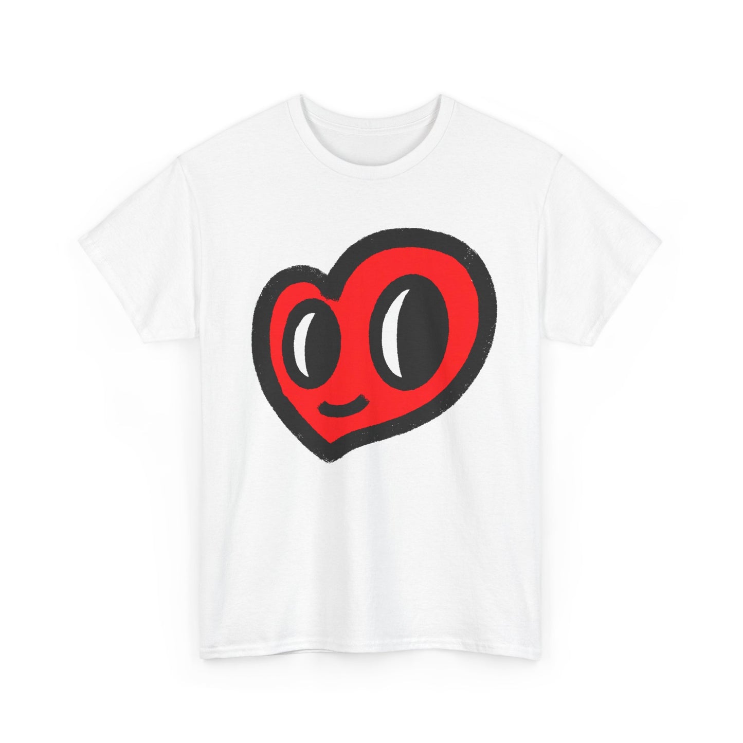 MoDoBo Cute Red Heart Graphic Tee — Playful Cartoon Heart Shirt