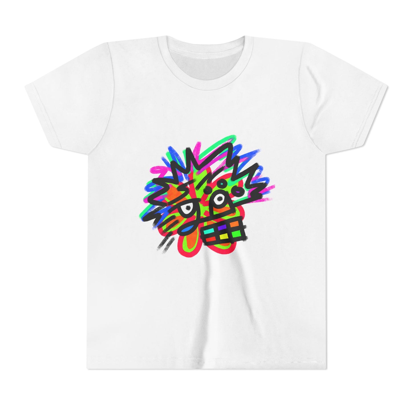 Youth Tee — Colorful Abstract Monster Face Graphic Shirt