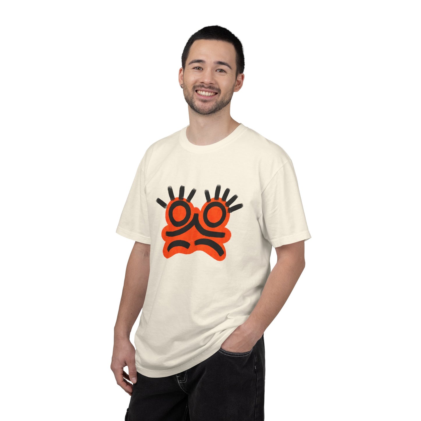 Graphic Tee — Bold Orange Abstract Face T-Shirt