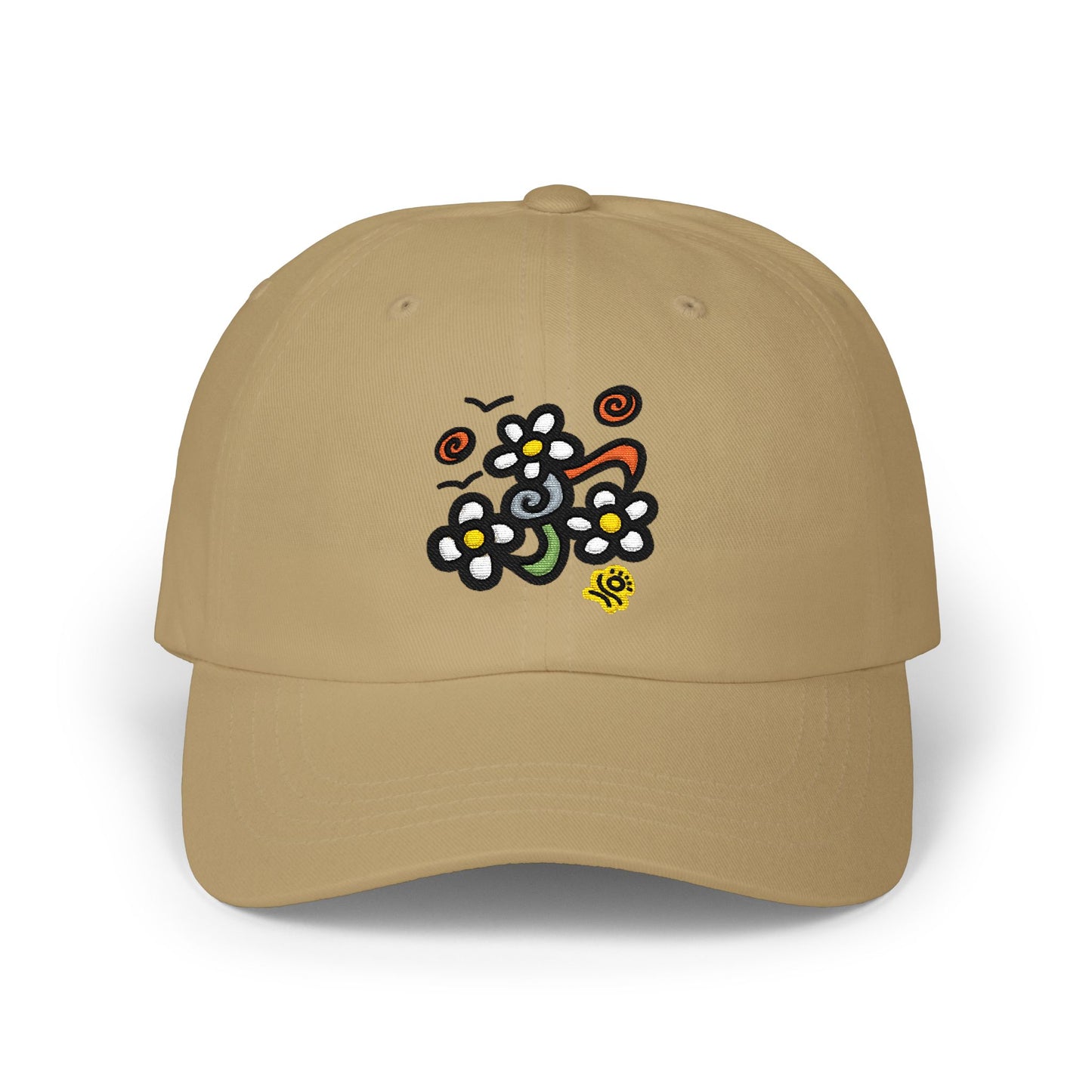 Doodle Daisy Dad Cap — Embroidered Floral Cap