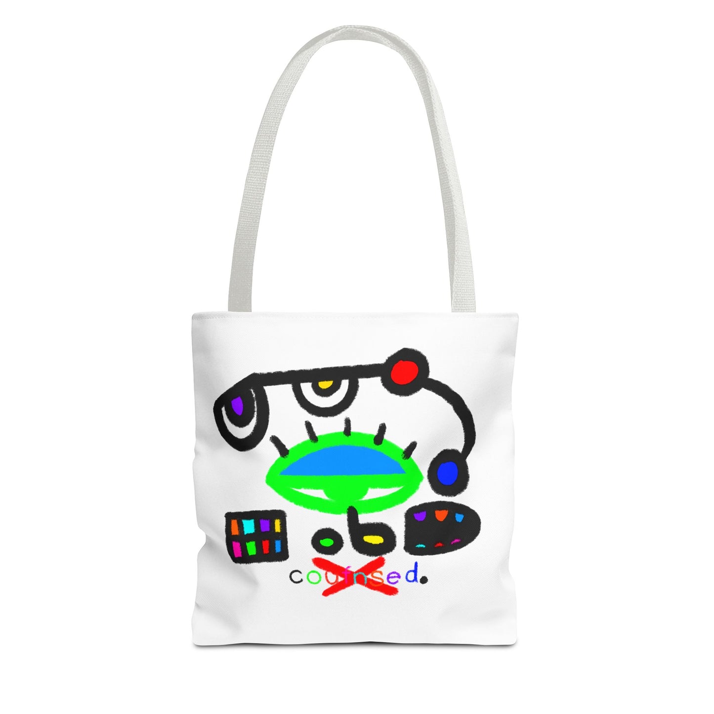 Abstract Space Face Tote Bag — Colorful Surreal Art AOP Tote