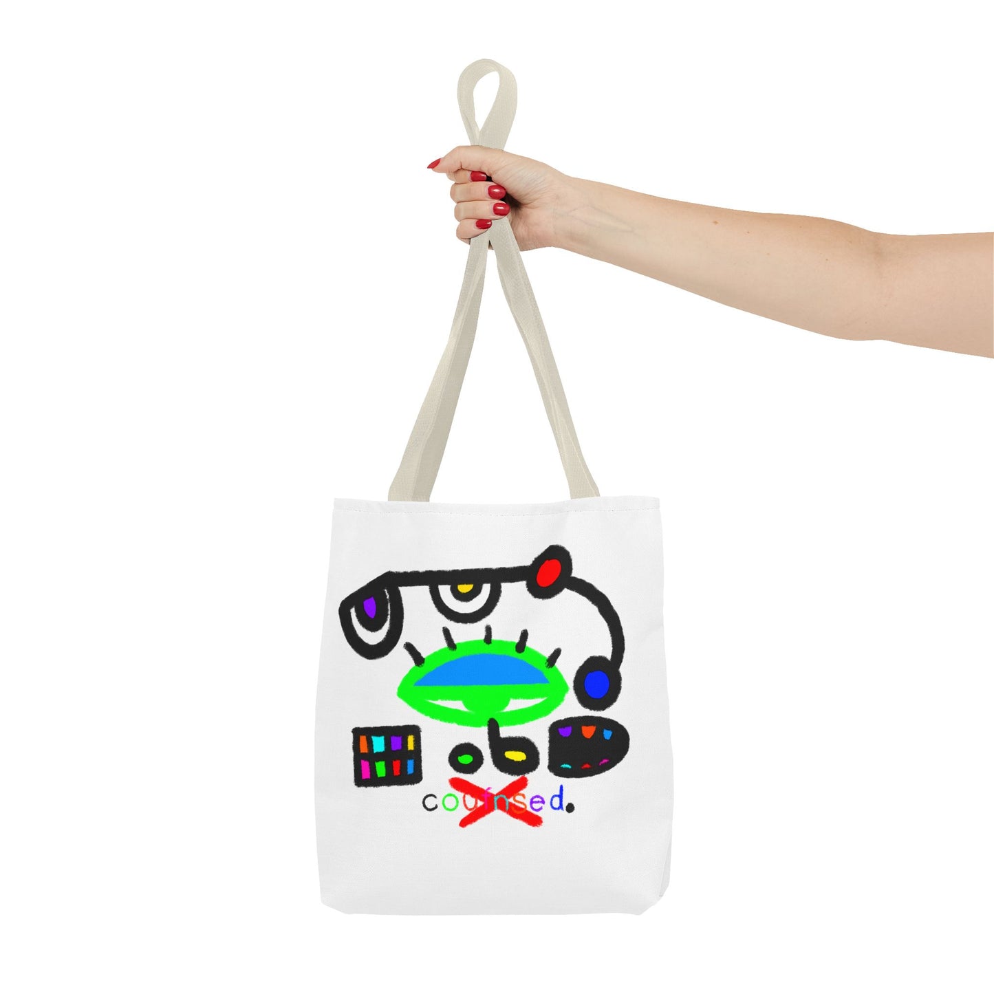 Abstract Space Face Tote Bag — Colorful Surreal Art AOP Tote