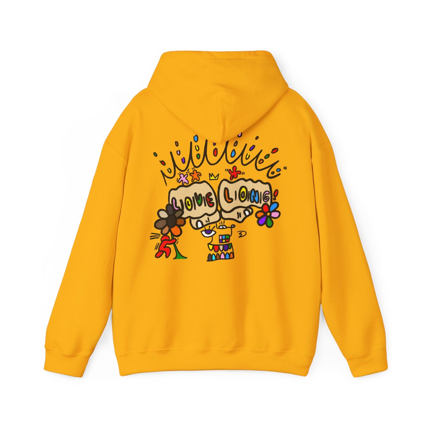 Love Grows Hoodie — Colorful Hand-Drawn Floral Peace Sweatshirt