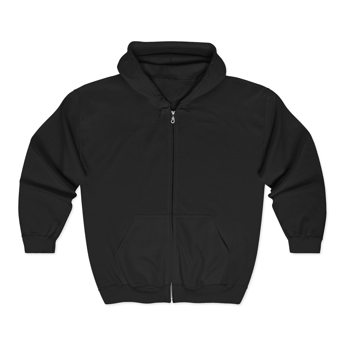 Black Full-Zip Hoodie with Colorful Smiling Bean Back Graphic