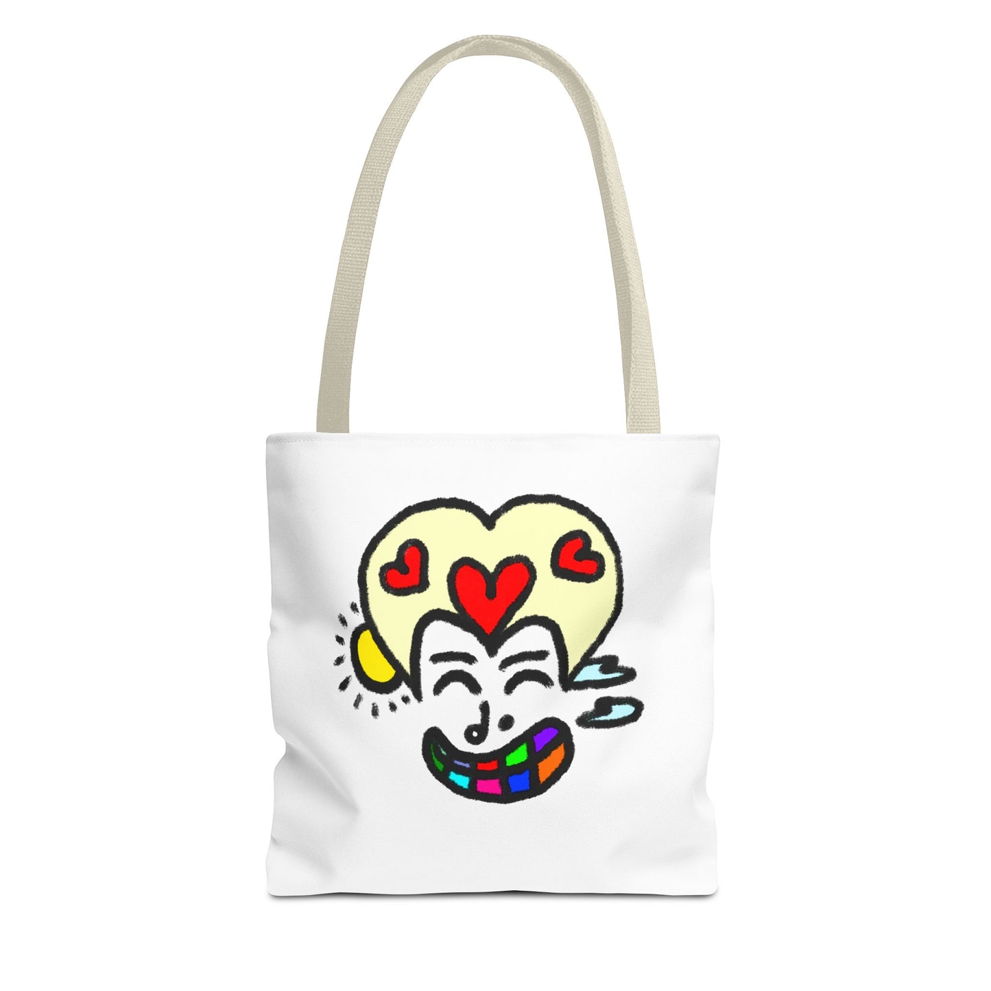 Heart-Eyes Rainbow Smile Tote Bag