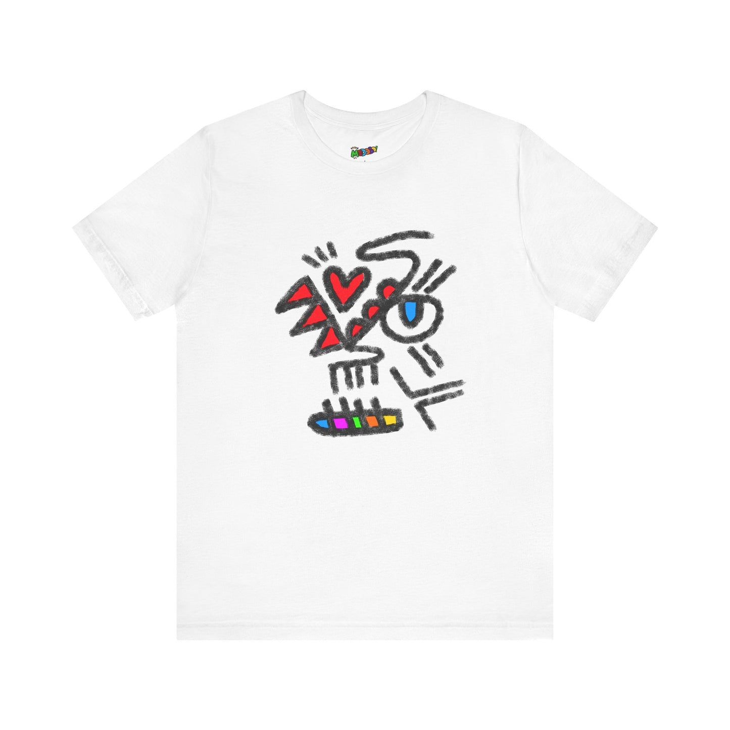 Artistic Unisex Jersey Tee with Heart and Eyeball Design