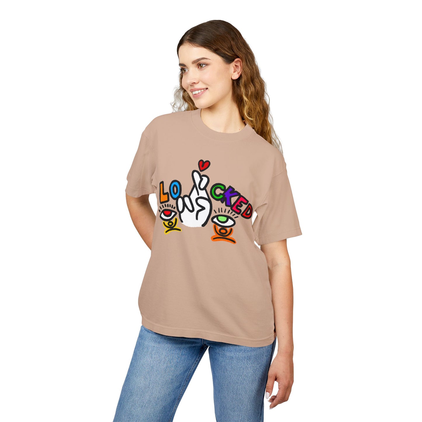 Love Locked Graphic Tee — Colorful Street Art Heart & Eyes Design