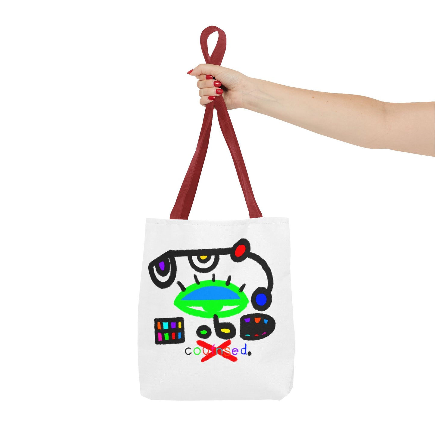 Abstract Space Face Tote Bag — Colorful Surreal Art AOP Tote