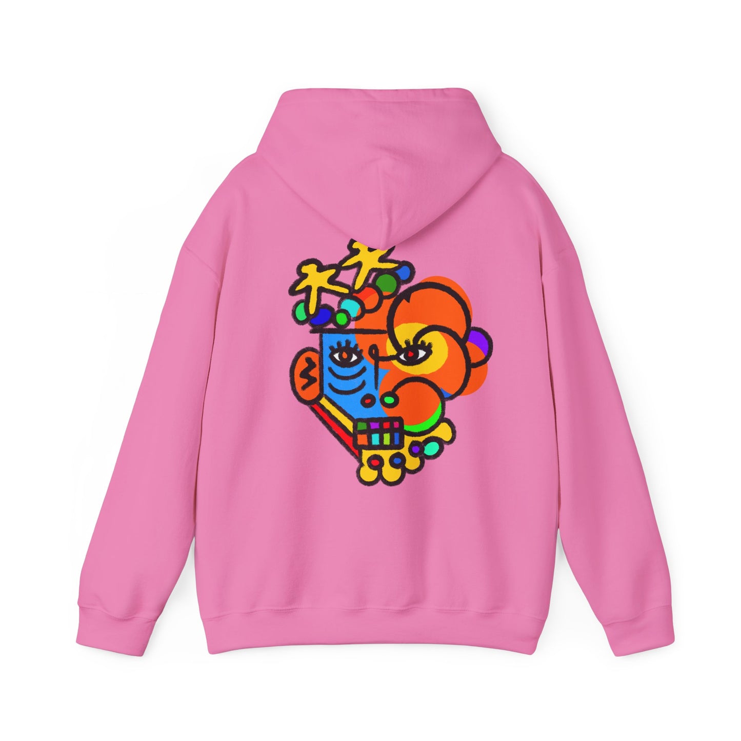 MoDobo Abstract Face Hoodie — Vibrant Pop Art Back Graphic