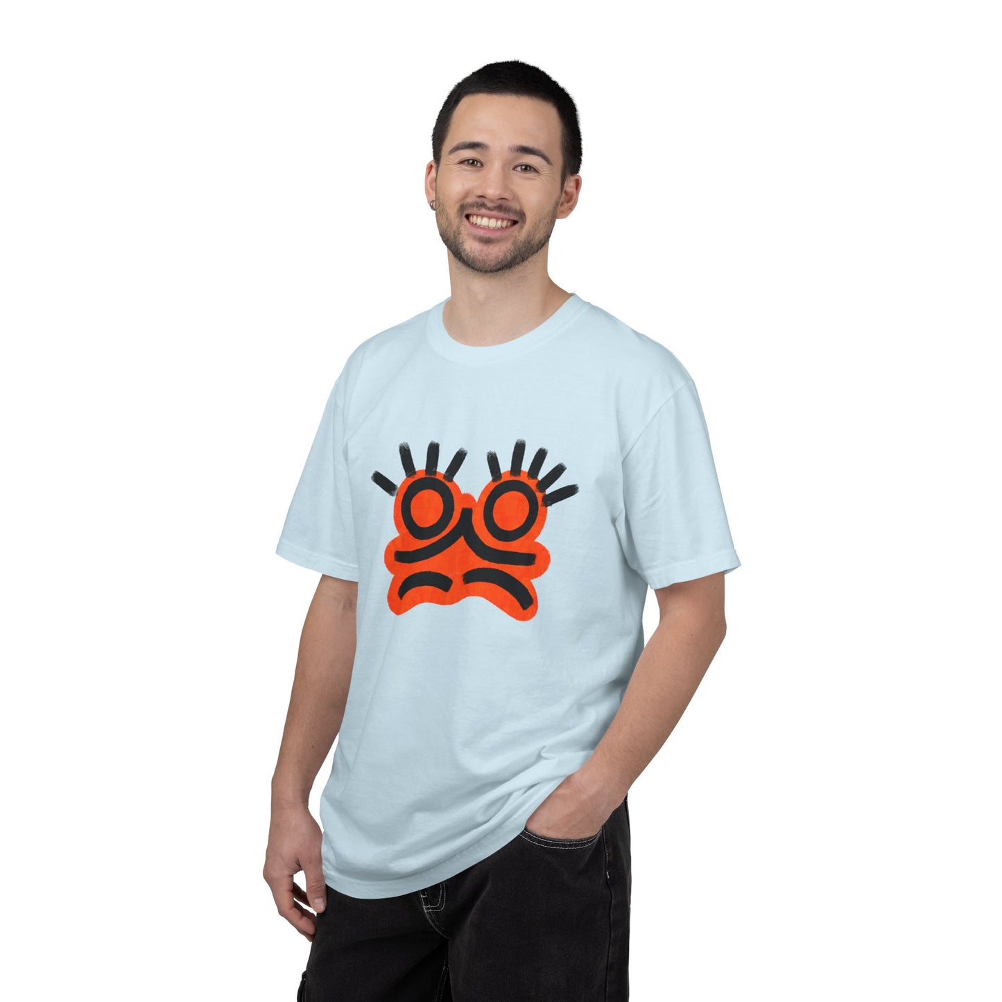 Graphic Tee — Bold Orange Abstract Face T-Shirt