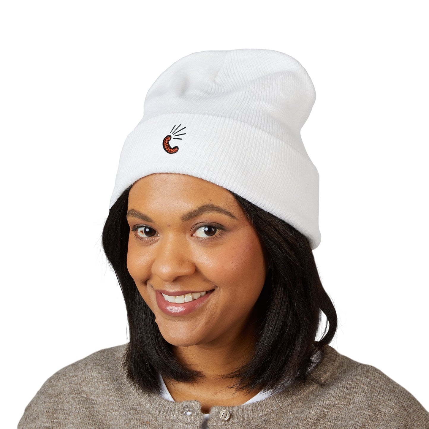 Embroidered Little Sausage Cuffed Beanie — Cute Minimalist Knit Hat