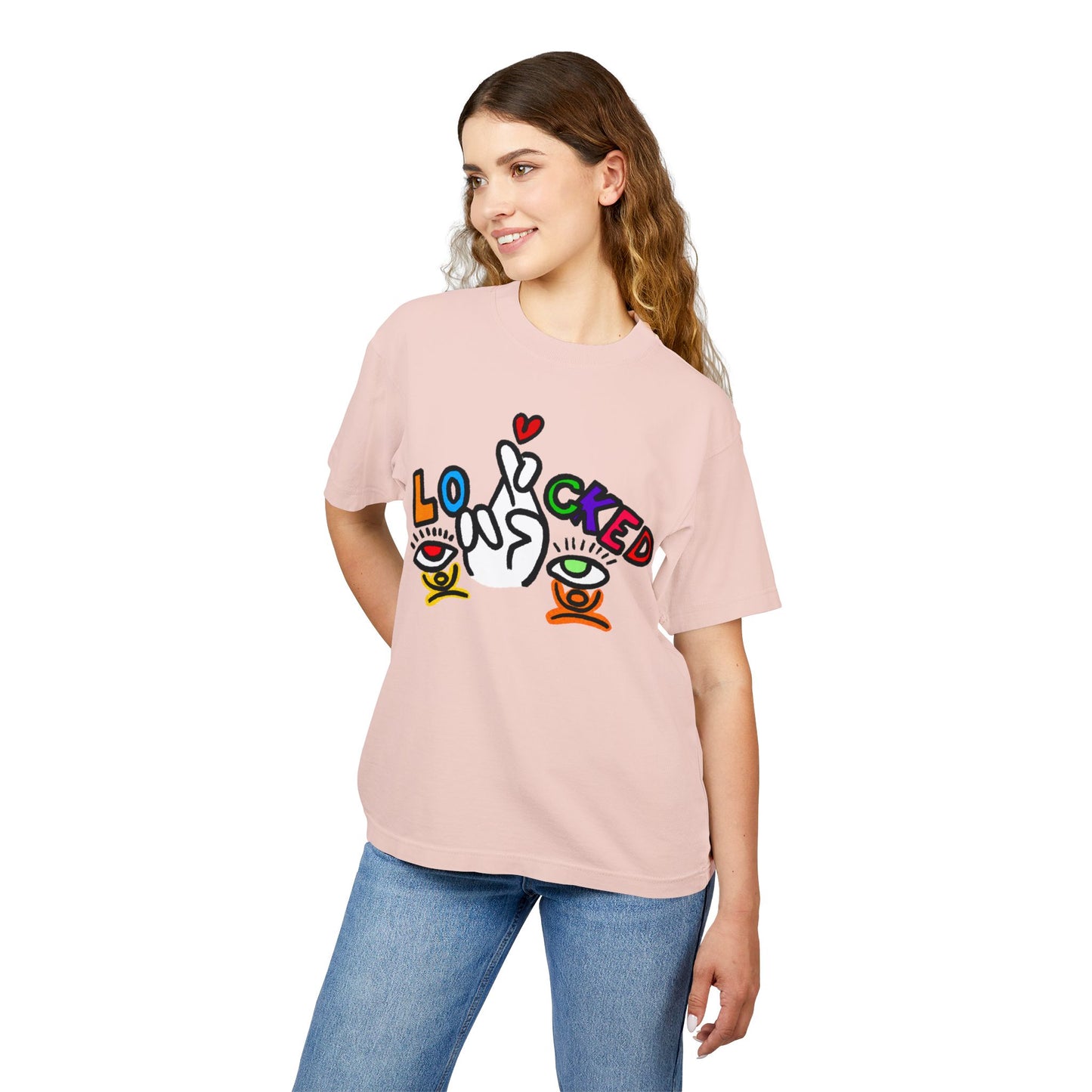 Love Locked Graphic Tee — Colorful Street Art Heart & Eyes Design