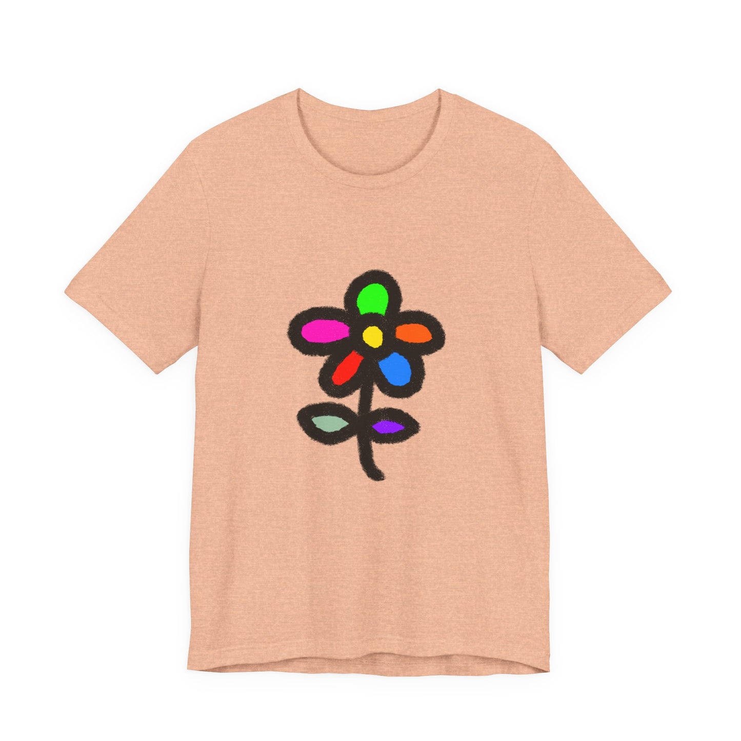 Rainbow Doodle Flower T-Shirt — Colorful Hand-Drawn Floral Tee