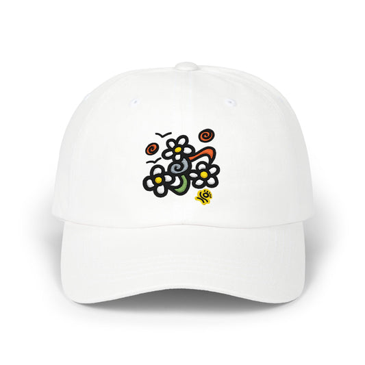 Doodle Daisy Dad Cap — Embroidered Floral Cap