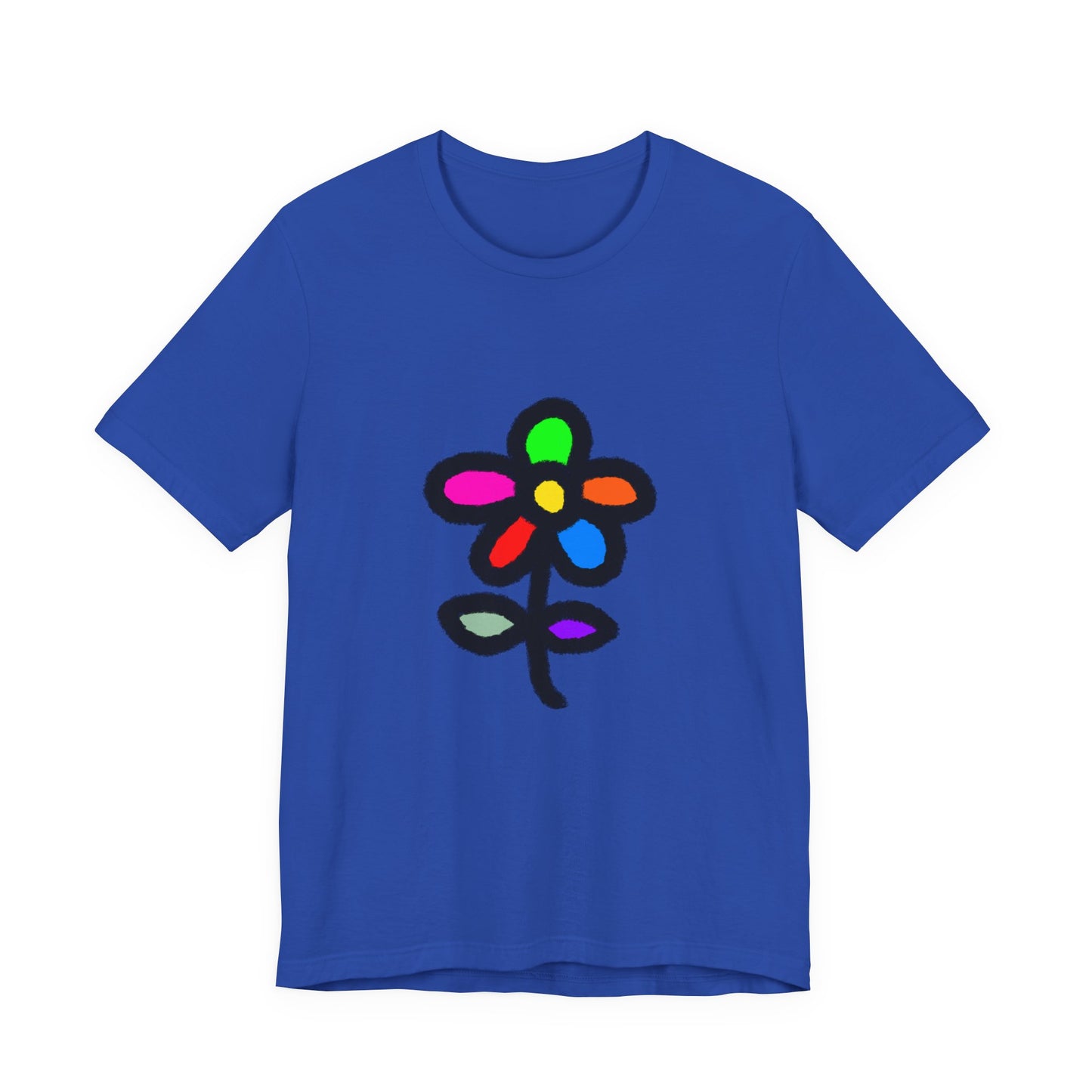 Rainbow Doodle Flower T-Shirt — Colorful Hand-Drawn Floral Tee