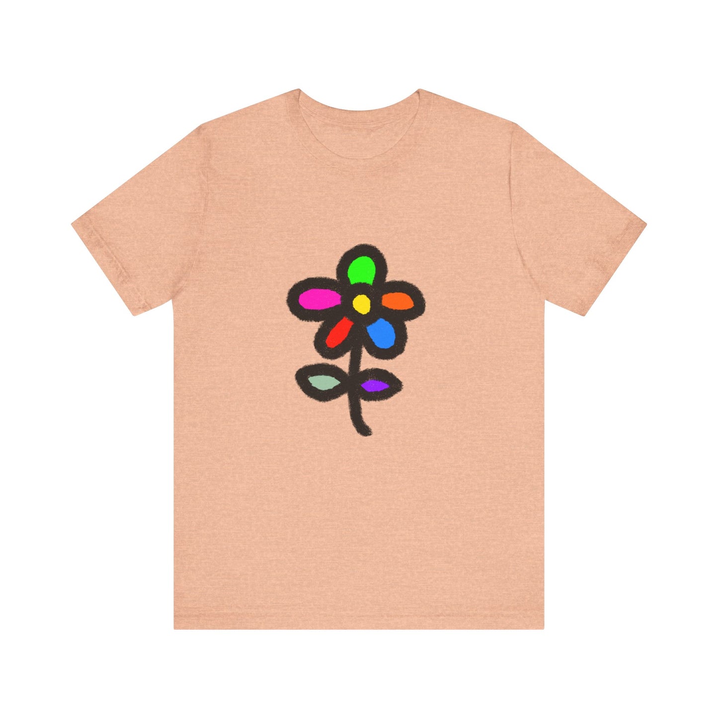 Rainbow Doodle Flower T-Shirt — Colorful Hand-Drawn Floral Tee