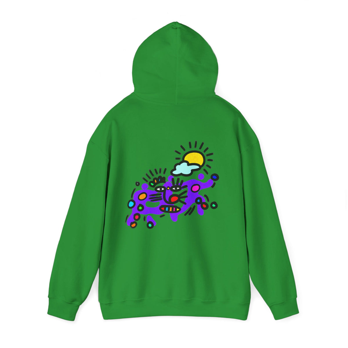 Abstract Surf Cat Hoodie – Colorful Cat Surfing Graphic Pullover