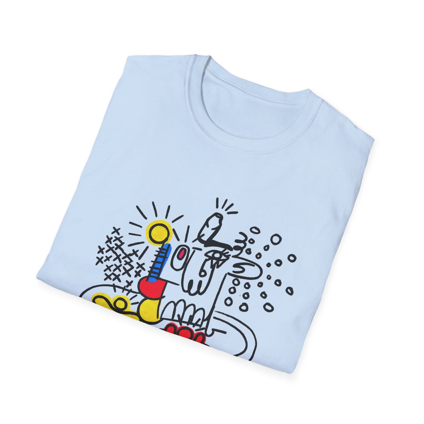 Abstract Doodle Tee — Colorful Surreal Breakfast Illustration