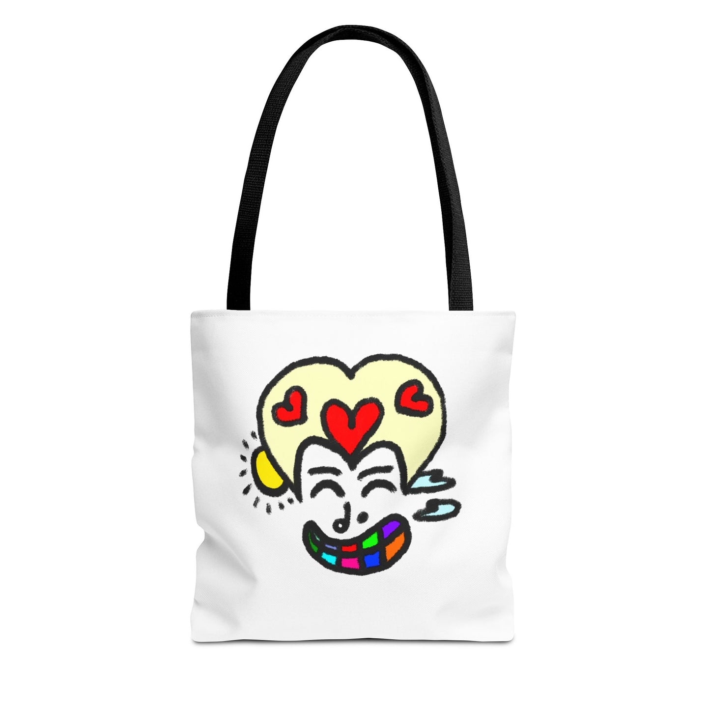 Heart-Eyes Rainbow Smile Tote Bag