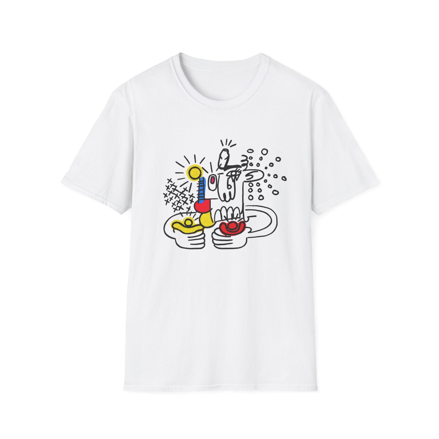 Abstract Doodle Tee — Colorful Surreal Breakfast Illustration