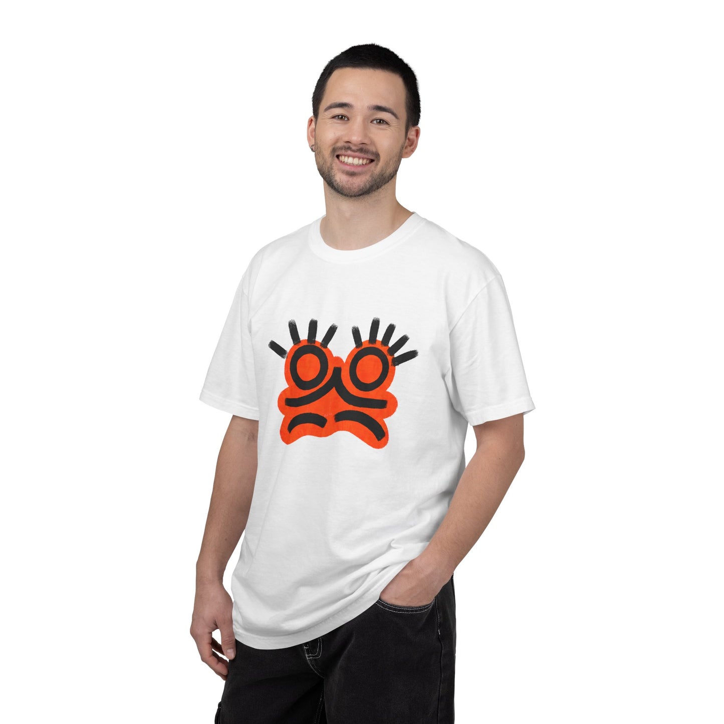 Graphic Tee — Bold Orange Abstract Face T-Shirt