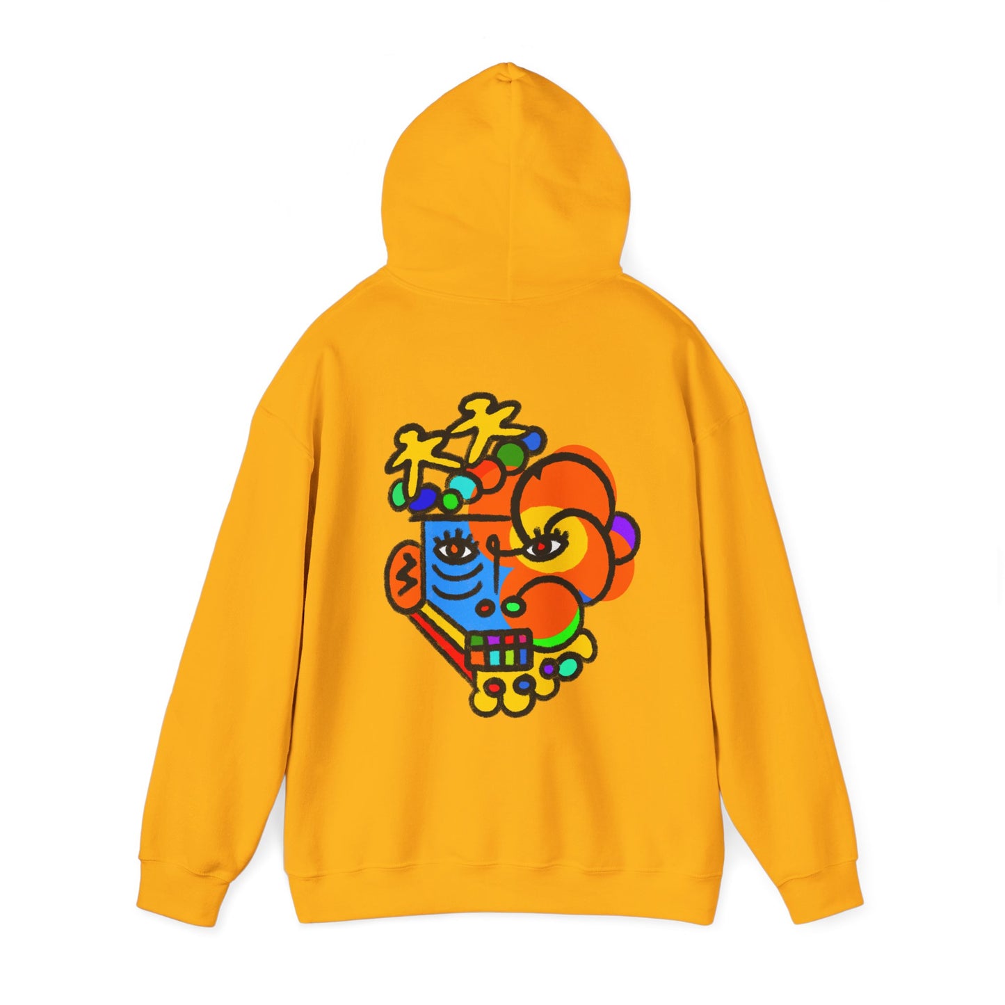 Abstract Colorful Heart Hoodie — Vibrant Pop Art Floral Back Graphic