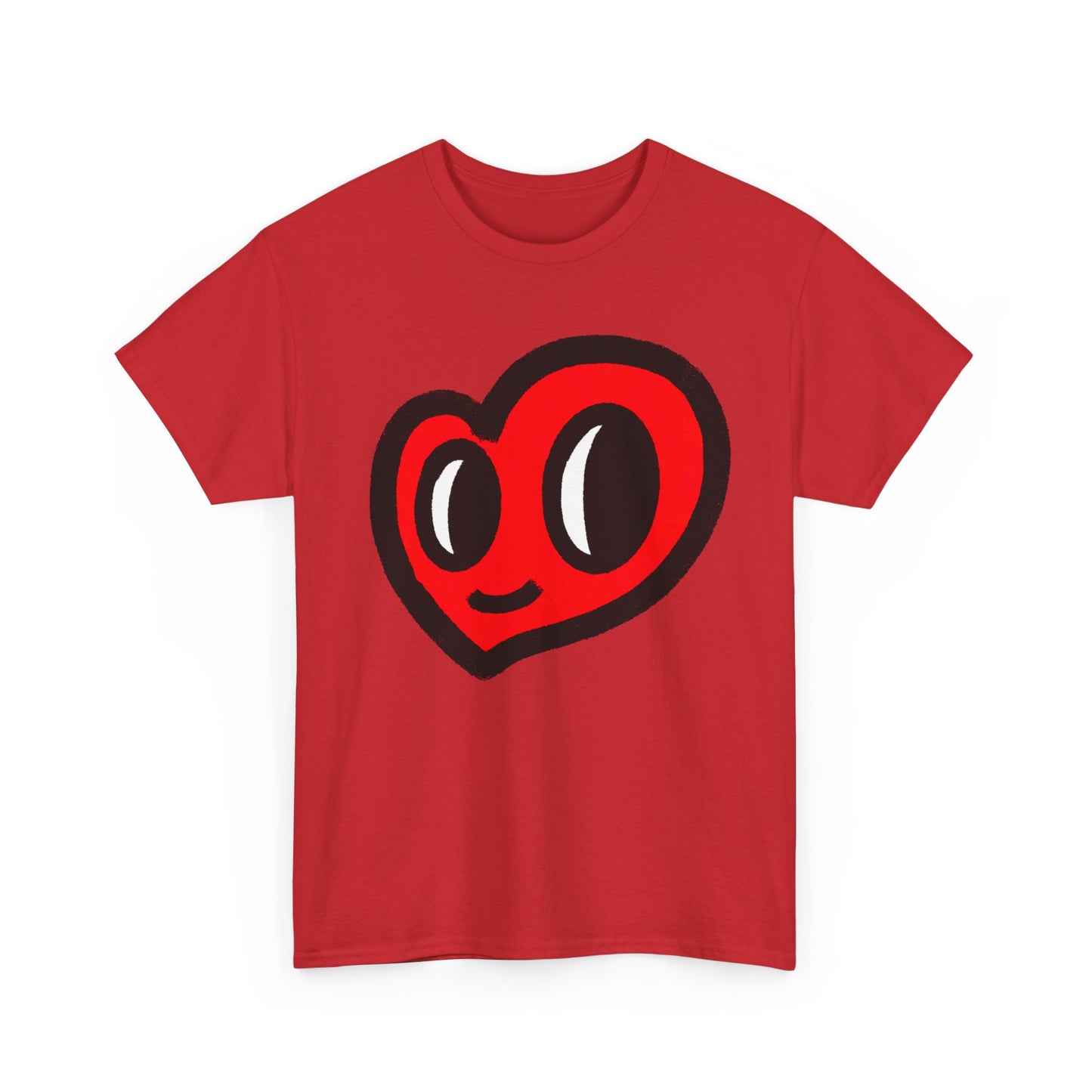 MoDoBo Cute Red Heart Graphic Tee — Playful Cartoon Heart Shirt