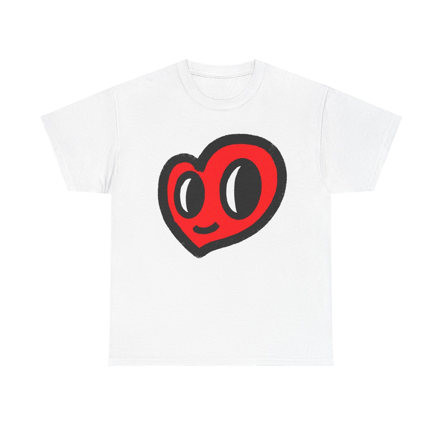 MoDoBo Cute Red Heart Graphic Tee — Playful Cartoon Heart Shirt