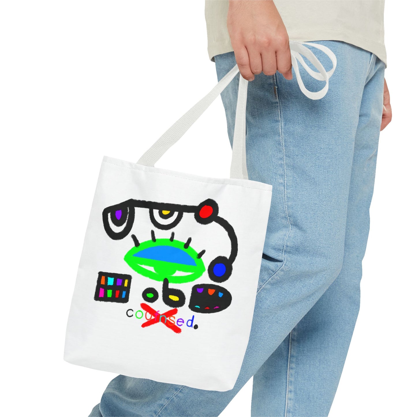 Abstract Space Face Tote Bag — Colorful Surreal Art AOP Tote