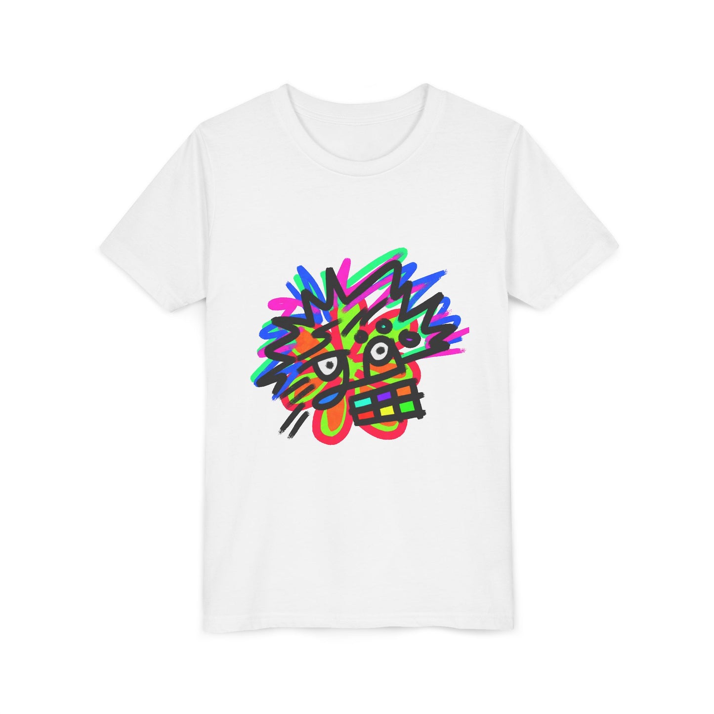 Youth Tee — Colorful Abstract Monster Face Graphic Shirt