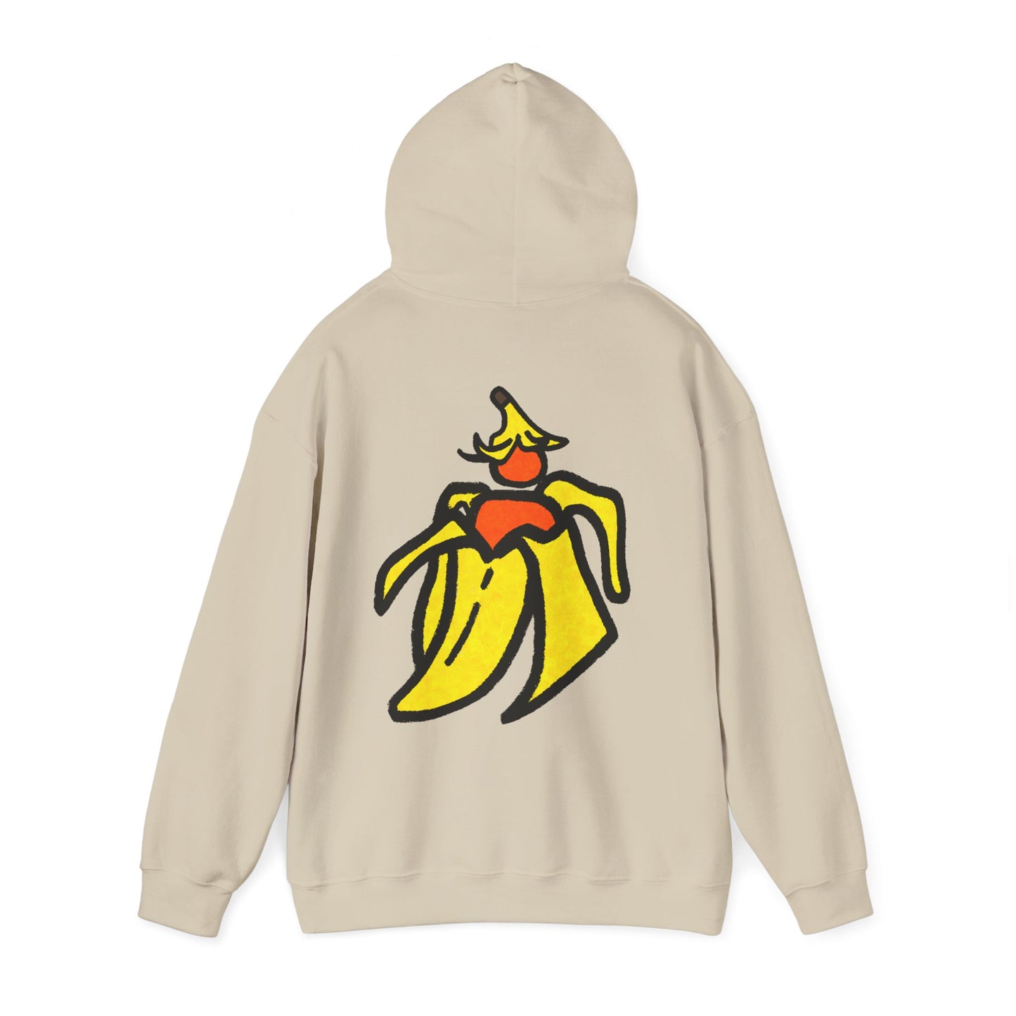 Banana Peel Graphic Hoodie — Playful Retro Fruit Illustration Sweatshirt