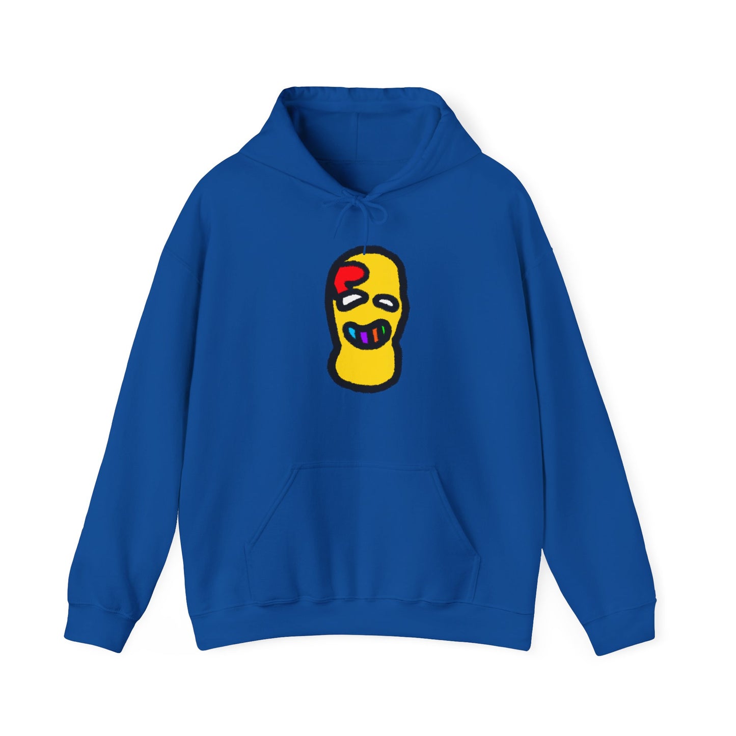Skull Mask Hoodie — Playful Yellow Graffiti Face Pullover