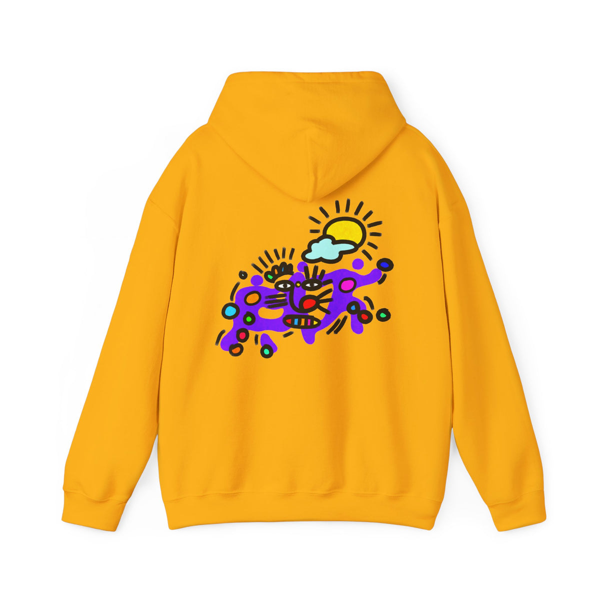 Abstract Surf Cat Hoodie – Colorful Cat Surfing Graphic Pullover