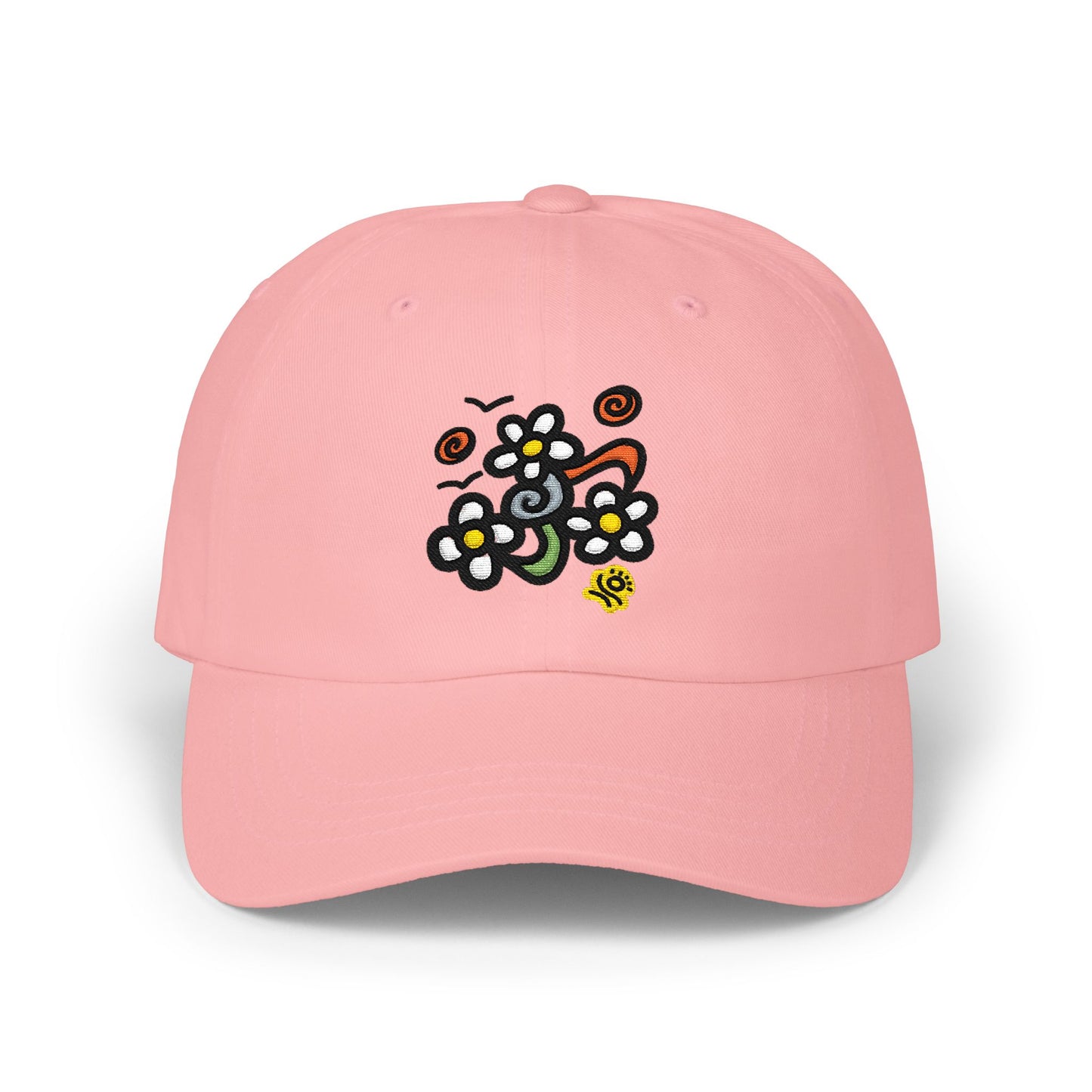 Doodle Daisy Dad Cap — Embroidered Floral Cap