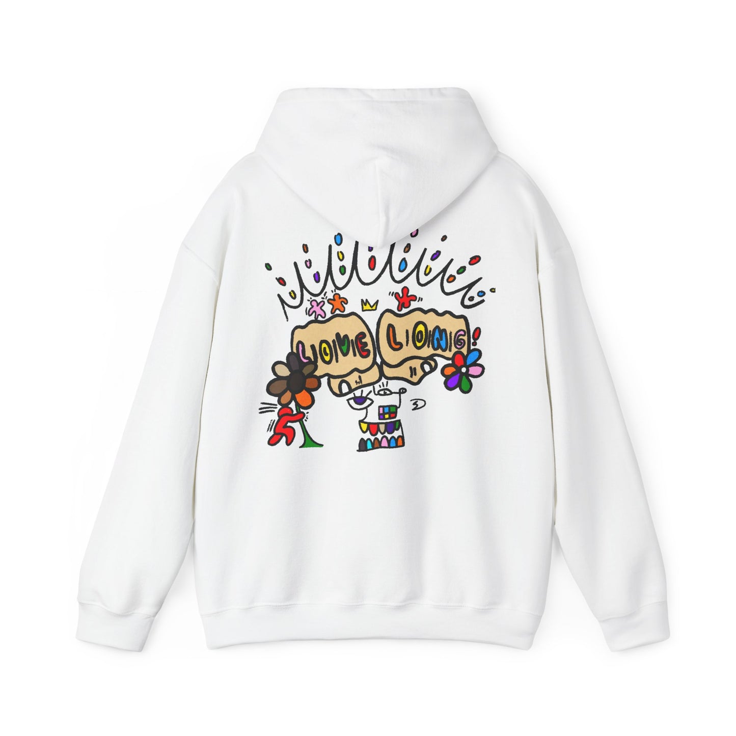 Love Grows Hoodie — Colorful Hand-Drawn Floral Peace Sweatshirt