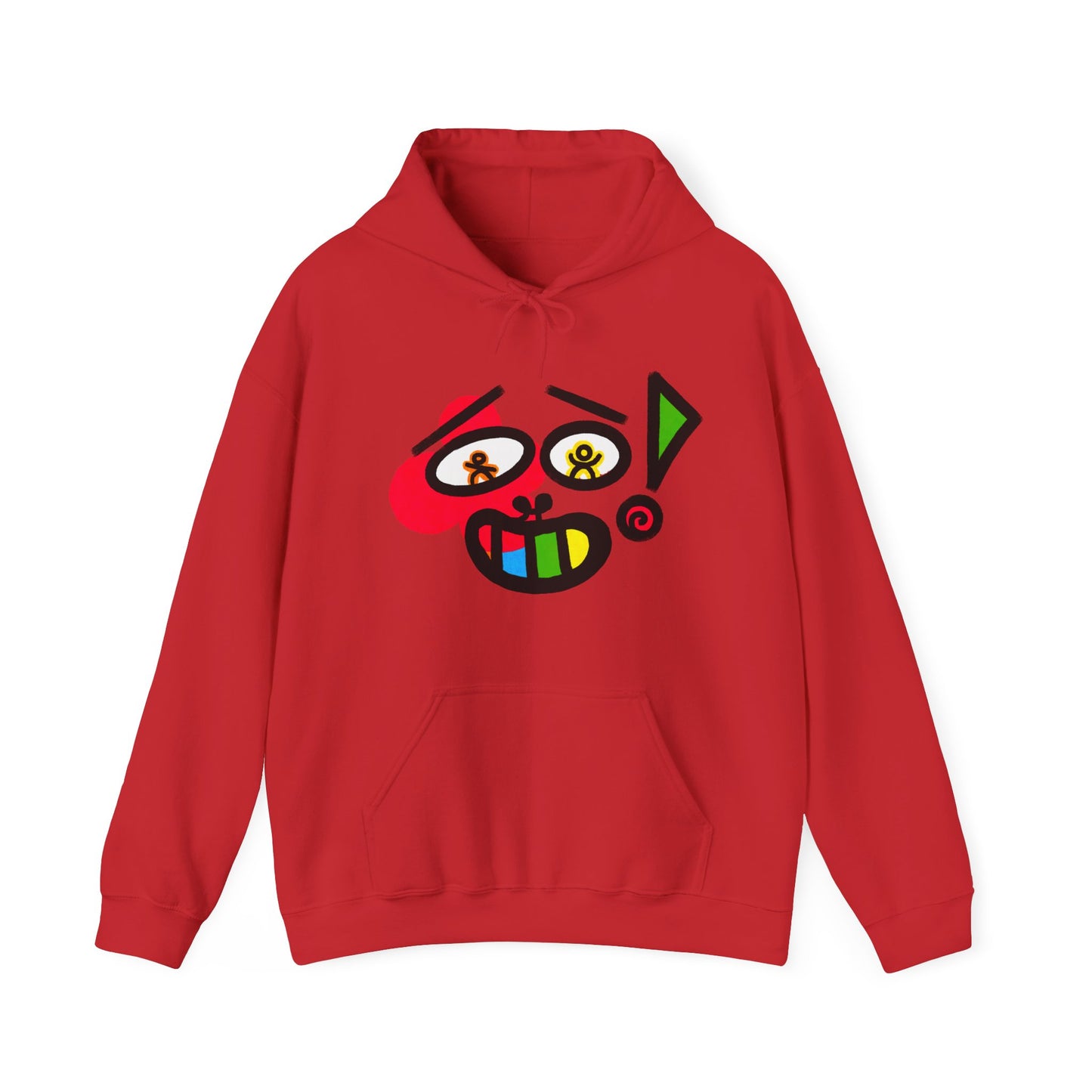 Colorful Abstract Smiley Hoodie — Playful Geometric Face Graphic