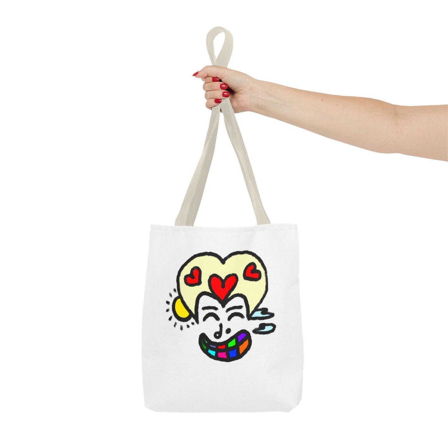 Heart-Eyes Rainbow Smile Tote Bag