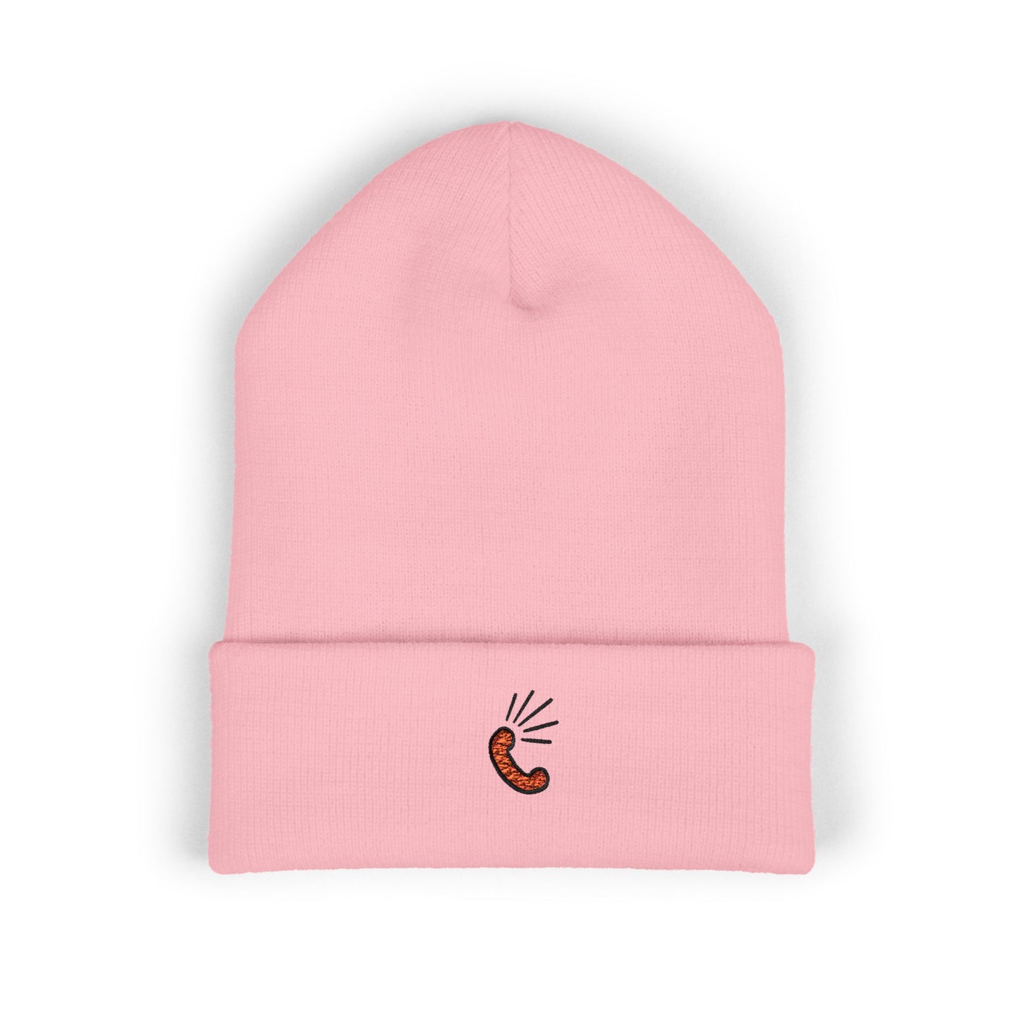 Embroidered Little Sausage Cuffed Beanie — Cute Minimalist Knit Hat