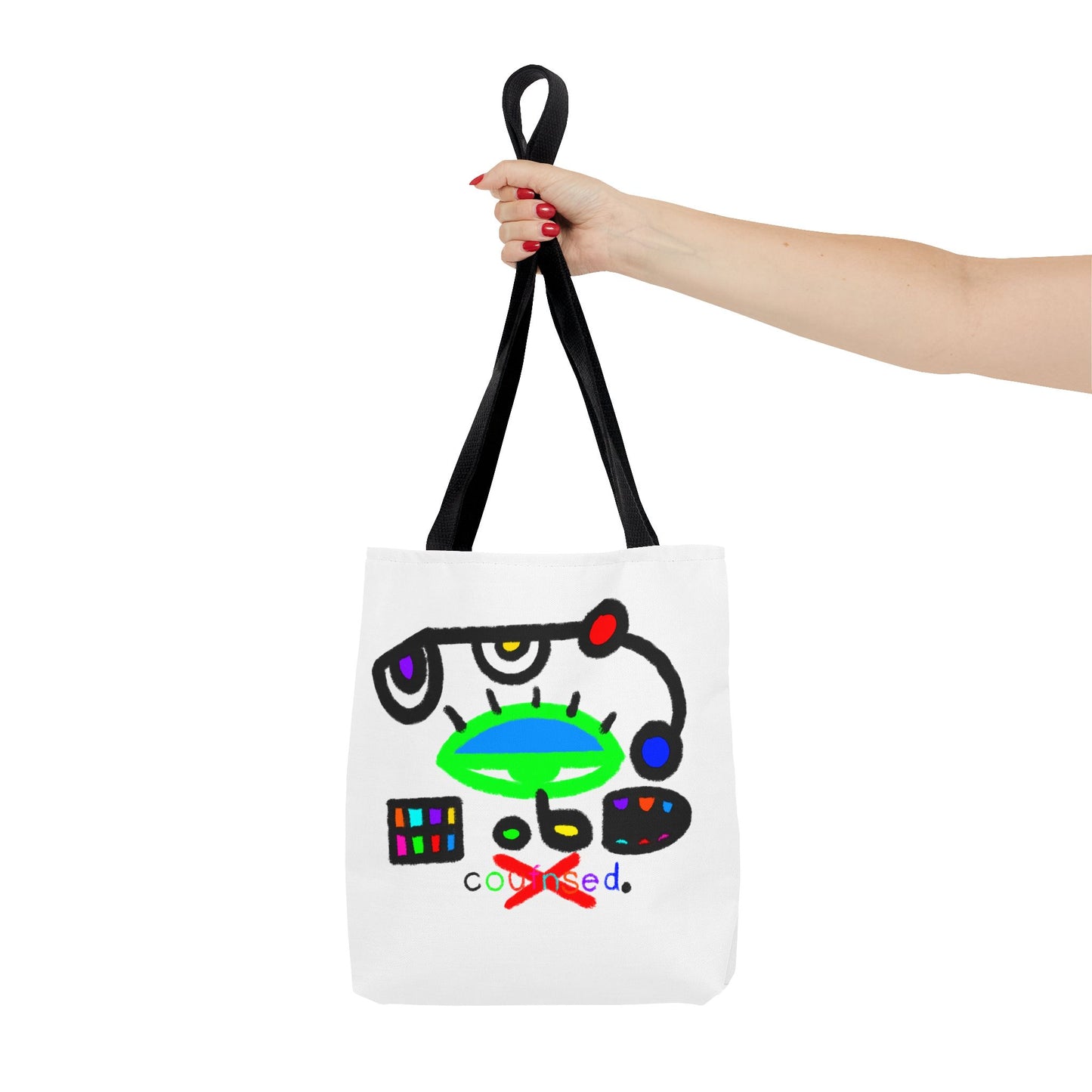 Abstract Space Face Tote Bag — Colorful Surreal Art AOP Tote