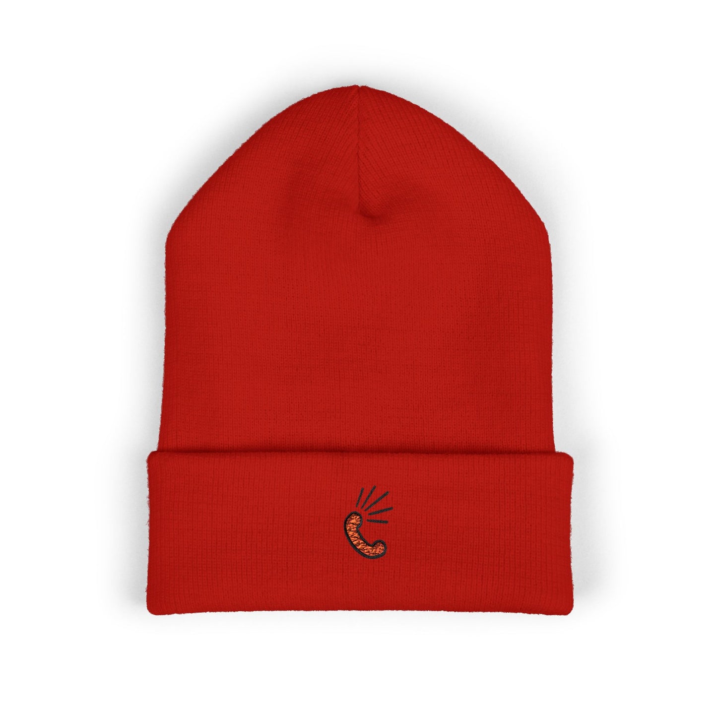 Embroidered Little Sausage Cuffed Beanie — Cute Minimalist Knit Hat