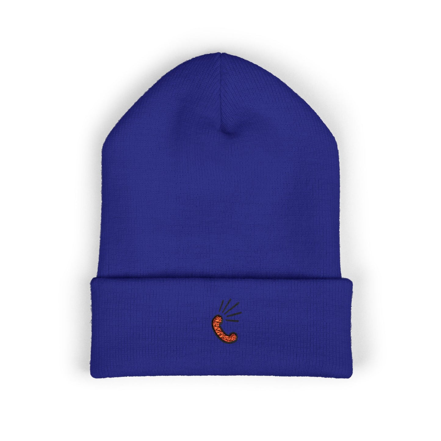 Embroidered Little Sausage Cuffed Beanie — Cute Minimalist Knit Hat