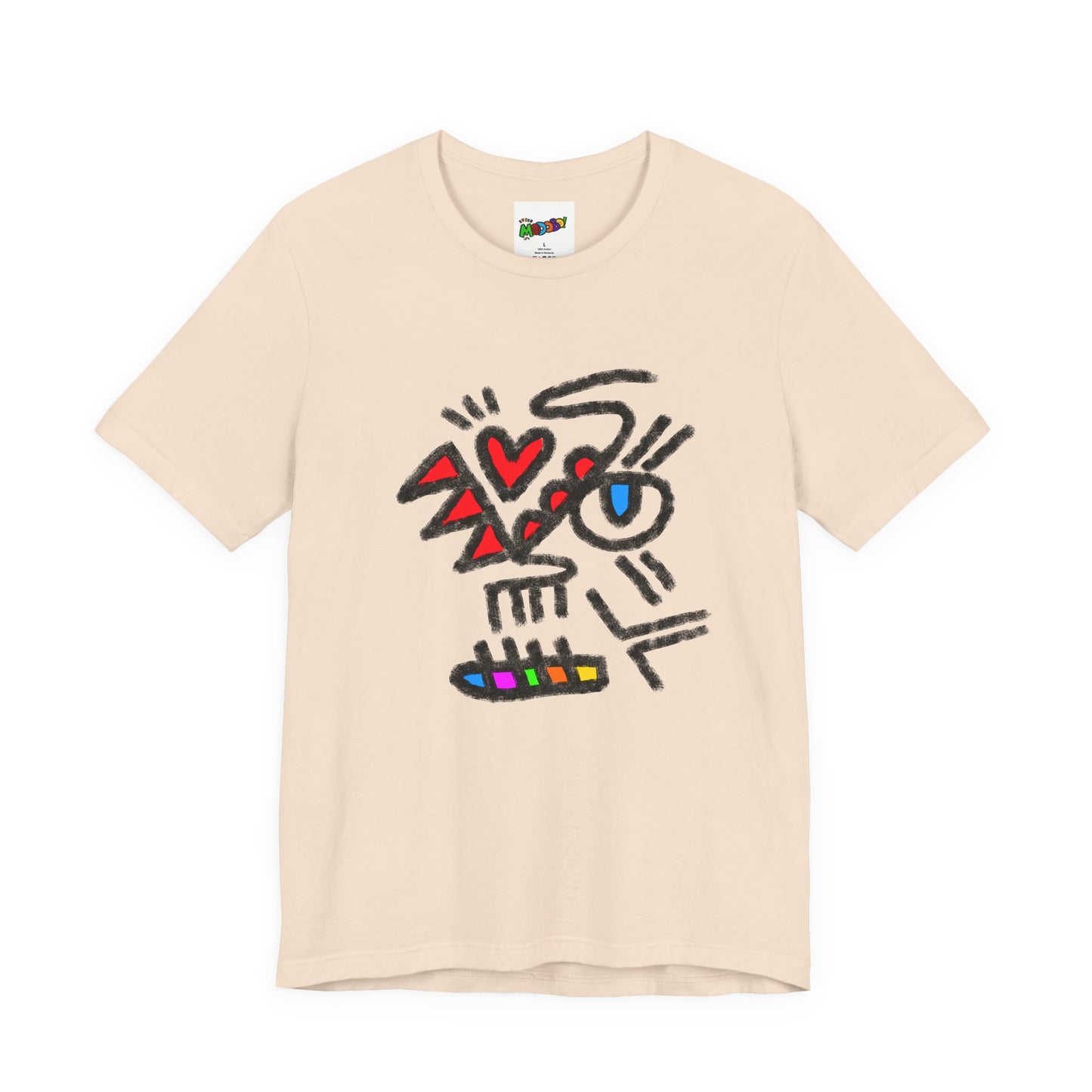 Artistic Unisex Jersey Tee with Heart and Eyeball Design