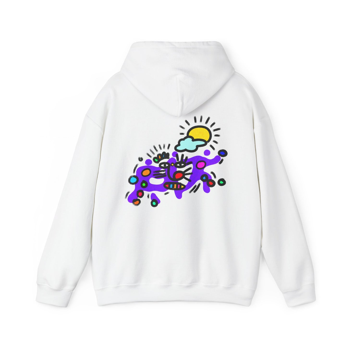 Abstract Surf Cat Hoodie – Colorful Cat Surfing Graphic Pullover