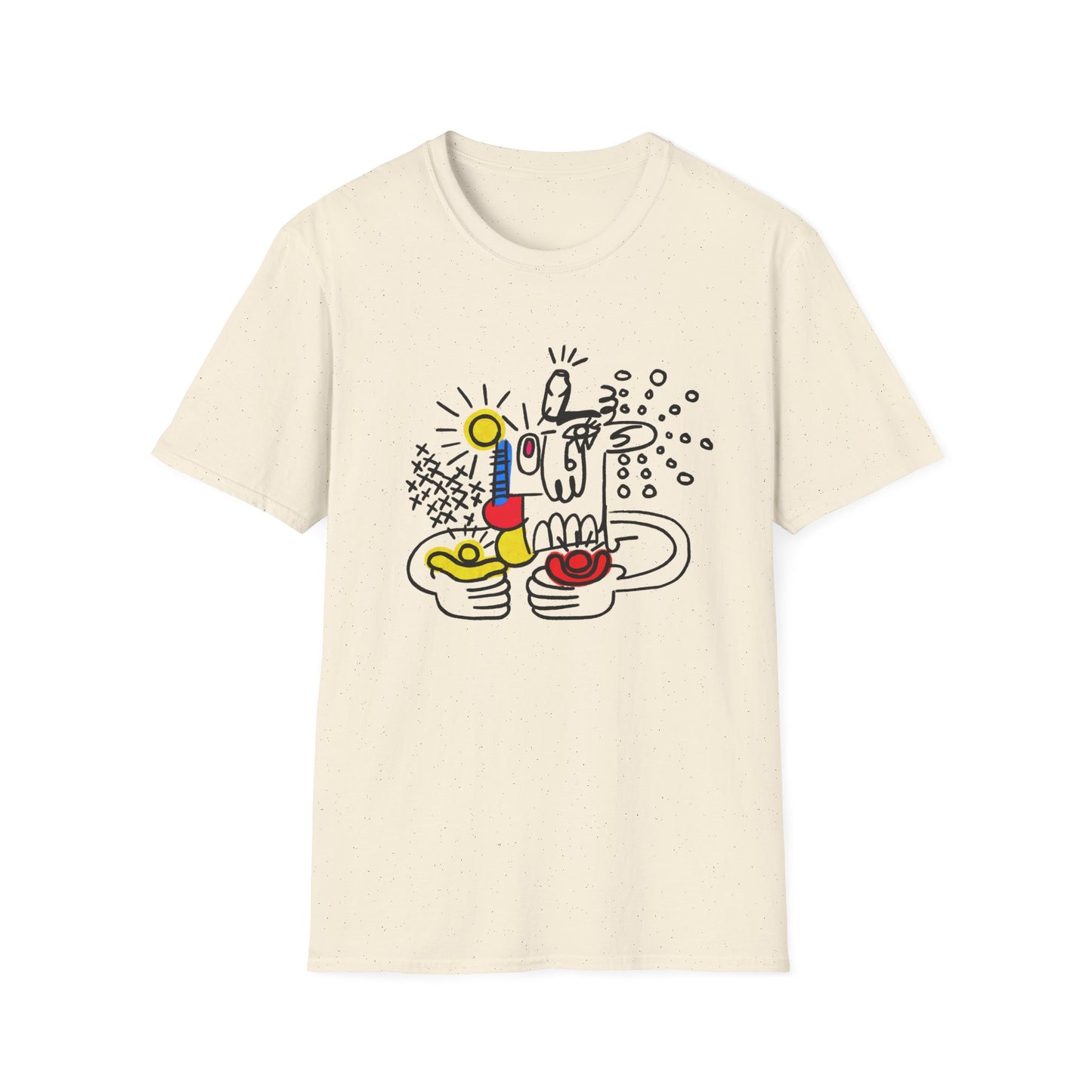Abstract Doodle Tee — Colorful Surreal Breakfast Illustration