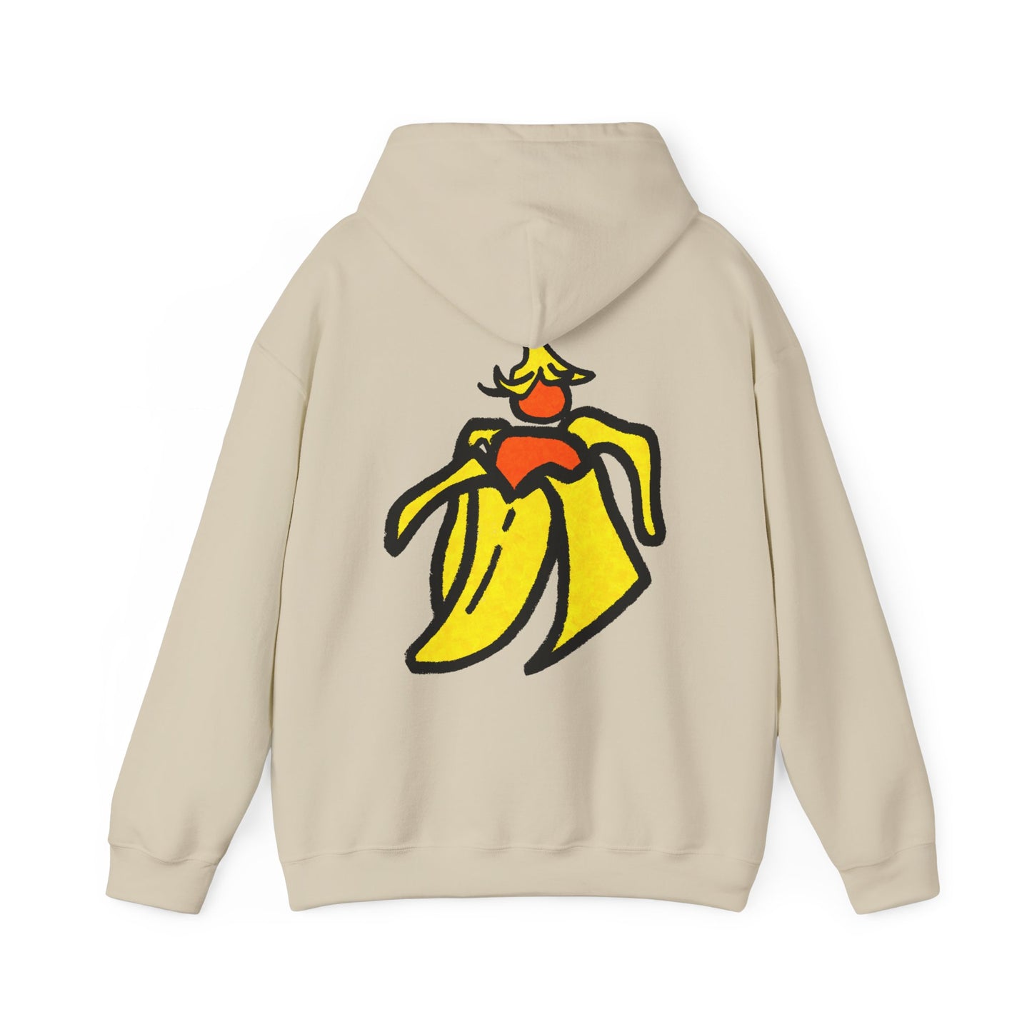 Banana Peel Graphic Hoodie — Playful Retro Fruit Illustration Sweatshirt